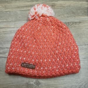 Wedze Hat Beanie Pom Pom Womens One Size Pink Chunky Knit Lined Winter